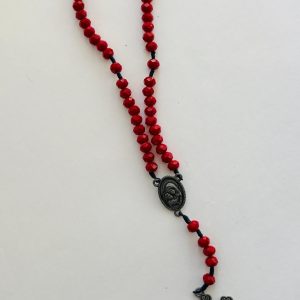 Terço vermelho cristal amor de Mãe